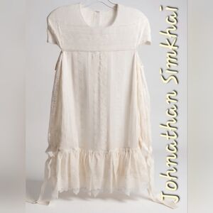 NWT Jonathan Simkhai White Embroidered Silk Mini Dress